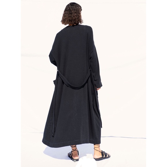 NEW FREE PEOPLE Black Knit 3pc Lounge Set Longline Cardigan, Sweater & Pants XS - Picture 8 of 13